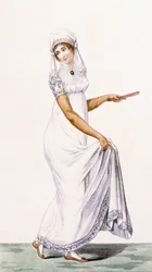 Abito da Sera Bianco Semplice per Signore, illustrazione da 